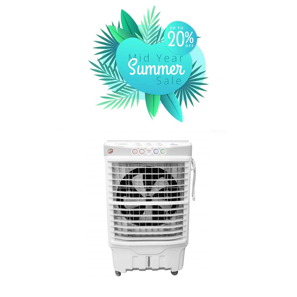 i-zoneGB-13000 White & Grey Copper Pad Room Air Cooler